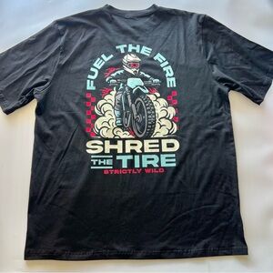 Strictly Wild Adult Men Womens XL Fuel the Fire Shred The Tire Moto Shirt